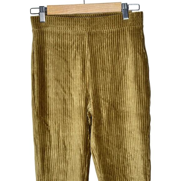 Aerie Women Groove On Velour Pant Small High Rise Flare Ribbed Stretch Brown NWT - Picture 2 of 8